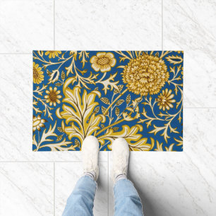 Vintage William Morris Cherwell Blue Floral Art Doormat