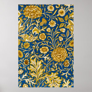 Vintage William Morris Cherwell Blue Floral Art Poster