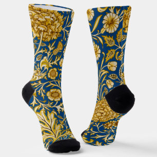 Vintage William Morris Cherwell Blue Floral Art Socks