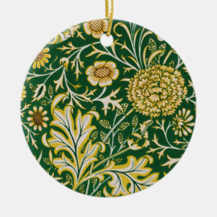 Vintage William Morris Cherwell Green Floral Art Ceramic Tree Decoration