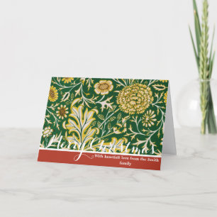 Vintage William Morris Cherwell Green Floral Art Holiday Card