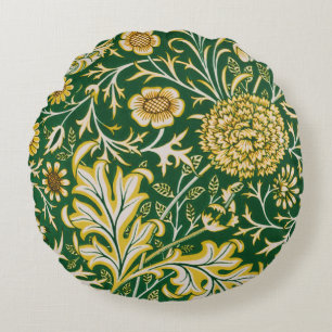 Vintage William Morris Cherwell Green Floral Art Round Cushion