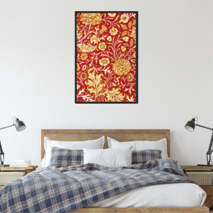 Vintage William Morris Cherwell Red Floral Art Canvas Print