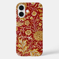 Vintage William Morris Cherwell Red Floral Art