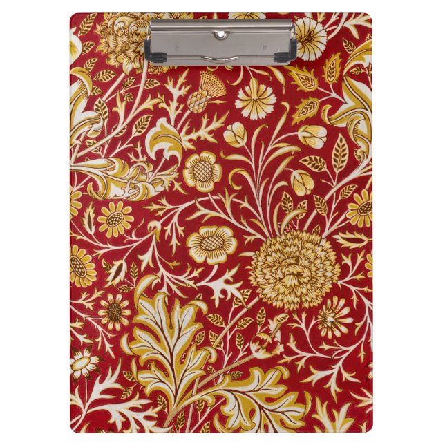Vintage William Morris Cherwell Red Floral Art Clipboard (Front)