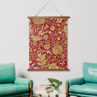 Vintage William Morris Cherwell Red Floral Art