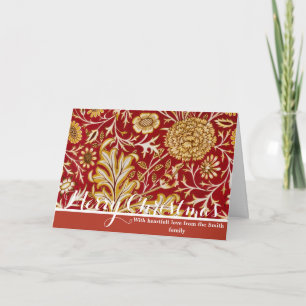 Vintage William Morris Cherwell Red Floral Art Holiday Card