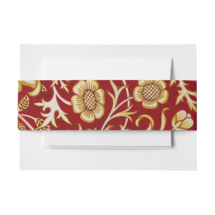 Vintage William Morris Cherwell Red Floral Art Invitation Belly Band
