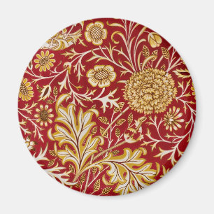 Vintage William Morris Cherwell Red Floral Art Magnet