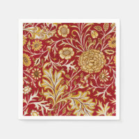 Vintage William Morris Cherwell Red Floral Art