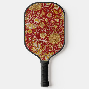 Vintage William Morris Cherwell Red Floral Art Pickleball Paddle