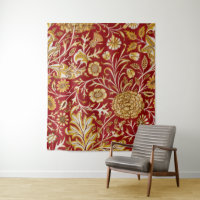 Vintage William Morris Cherwell Red Floral Art