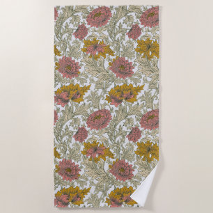 Vintage William Morris Chrysanthemum Pattern Beach Towel