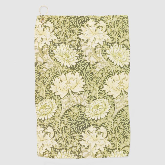 Vintage William Morris Chrysanthemum Pattern Golf Towel (Front)