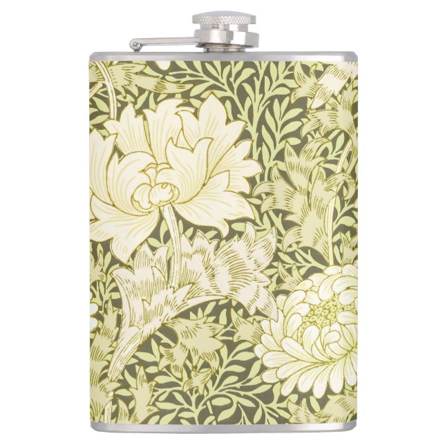 Vintage William Morris Chrysanthemum Pattern Hip Flask (Front)