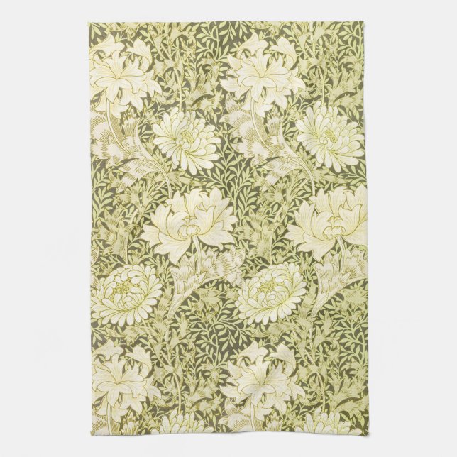 Vintage William Morris Chrysanthemum Pattern Tea Towel (Vertical)