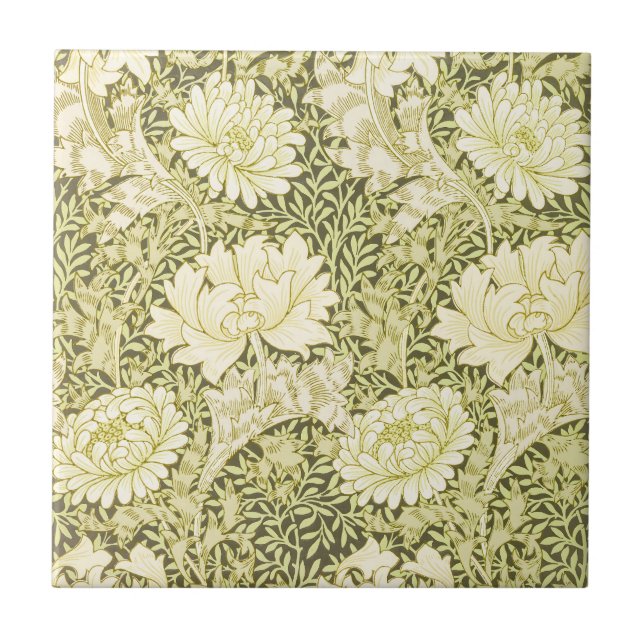 Vintage William Morris Chrysanthemum Pattern Tile (Front)