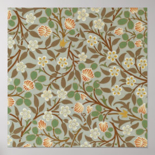 Vintage William Morris Clover Floral Design Poster