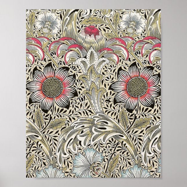 Vintage William Morris Corncockle Floral Pattern Poster (Front)