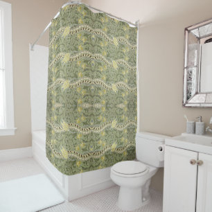 Vintage William Morris Daffodil Flower Yellow Gree Shower Curtain