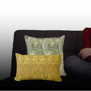 Vintage William Morris Daffodil Flowers Yellow Cushion