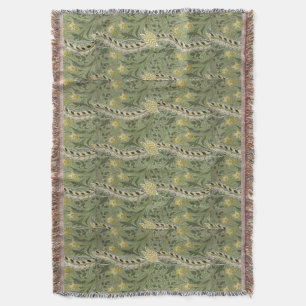 Vintage William Morris Daffodil Flowers Yellow Throw Blanket