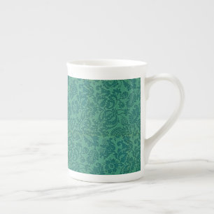 Vintage William Morris Floral Pattern Green  Bone China Mug