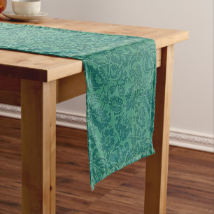 Vintage William Morris Floral Pattern Green Short Table Runner