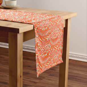 Vintage William Morris Floral Pattern White Orange Medium Table Runner