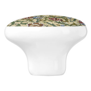 Vintage William Morris Floral Pink Blue Brocade    Ceramic Knob