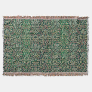 Vintage William Morris Flower Garden Throw Blanket