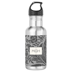 Vintage William Morris Grey Botanical Monogram 532 Ml Water Bottle