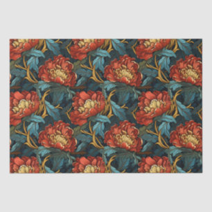 Vintage William Morris-inspired Red Peony Flower Tissue Paper