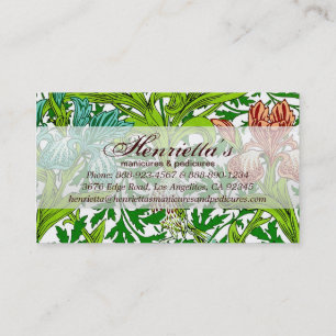 Vintage William Morris Iris Bird Floral Pattern Business Card