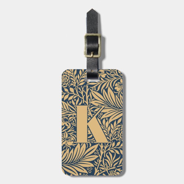 Vintage William Morris Larkspur Pattern Luggage Tag (Front Vertical)