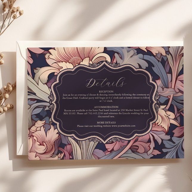 Vintage William Morris Lavender Wedding Enclosure Card (Creator Uploaded)