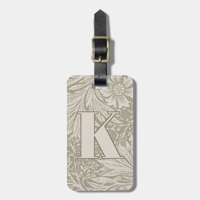 Vintage William Morris Marigold Pattern Luggage Tag (Front Vertical)