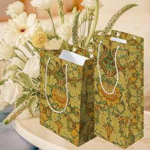 Vintage William Morris Orange Yellow Green Medium Gift Bag