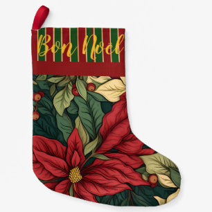 Vintage William Morris Poinsettia Personalised Small Christmas Stocking