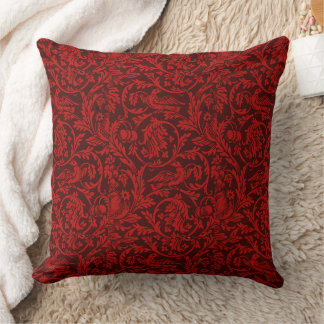 Vintage William Morris Red Birds Foliage Fruit     Cushion