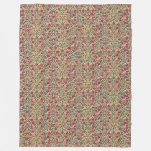 Vintage William Morris Rose Pink Yellow Bird Flor Fleece Blanket