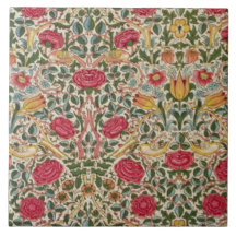 Vintage William Morris Rose Pink Yellow Bird Flor