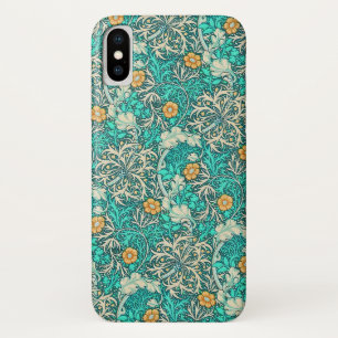 Vintage William Morris Seaweed Pattern Turquoise iPhone X Case