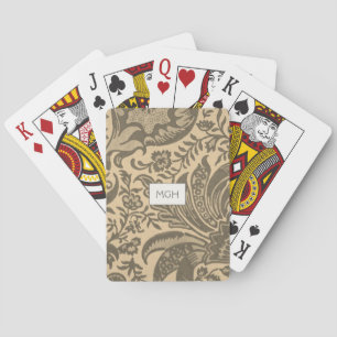 Vintage William Morris Sepia Botanical Monogram Playing Cards