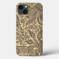 Vintage William Morris Sepia Tan Botanical