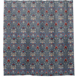 Vintage William Morris Snakeshead Fritillary Red   Shower Curtain