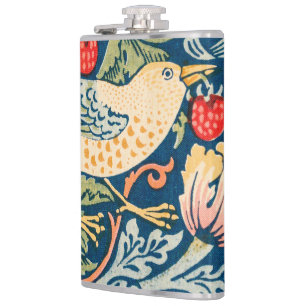 Vintage William Morris 'Strawberry Thief' Pattern  Hip Flask
