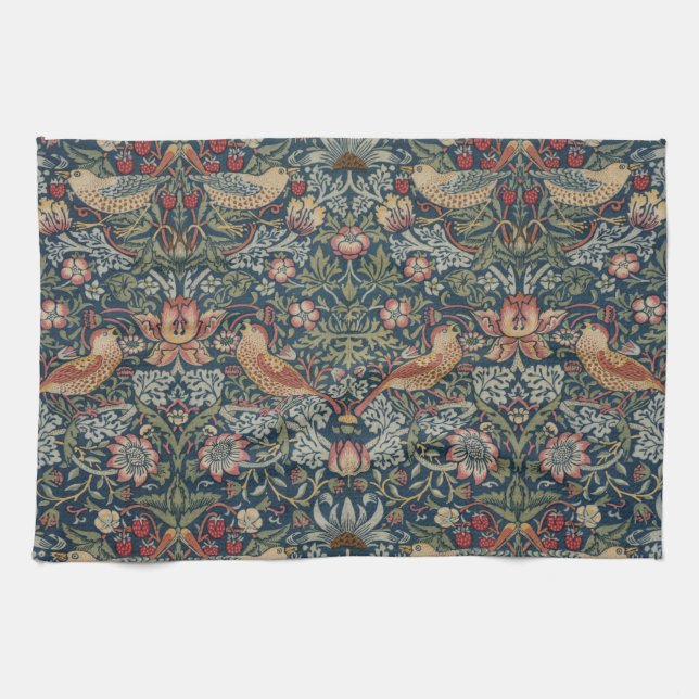 Vintage William Morris Strawberry Thief Tea Towel (Horizontal)