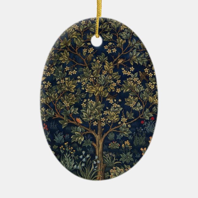 Vintage William Morris–Tree of Life  Ceramic Tree Decoration (Front)