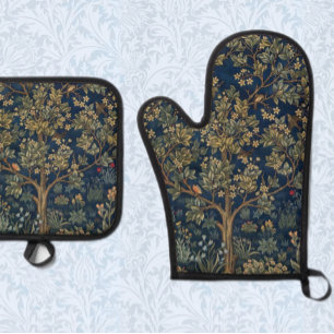 Vintage William Morris–Tree of Life  Oven Mitt & Pot Holder Set